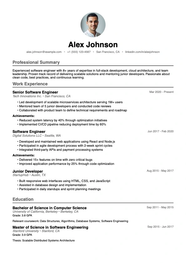 Free Modern Professional Resume Template - Clean and minimal design - ATS-friendly professional resume design for job applications